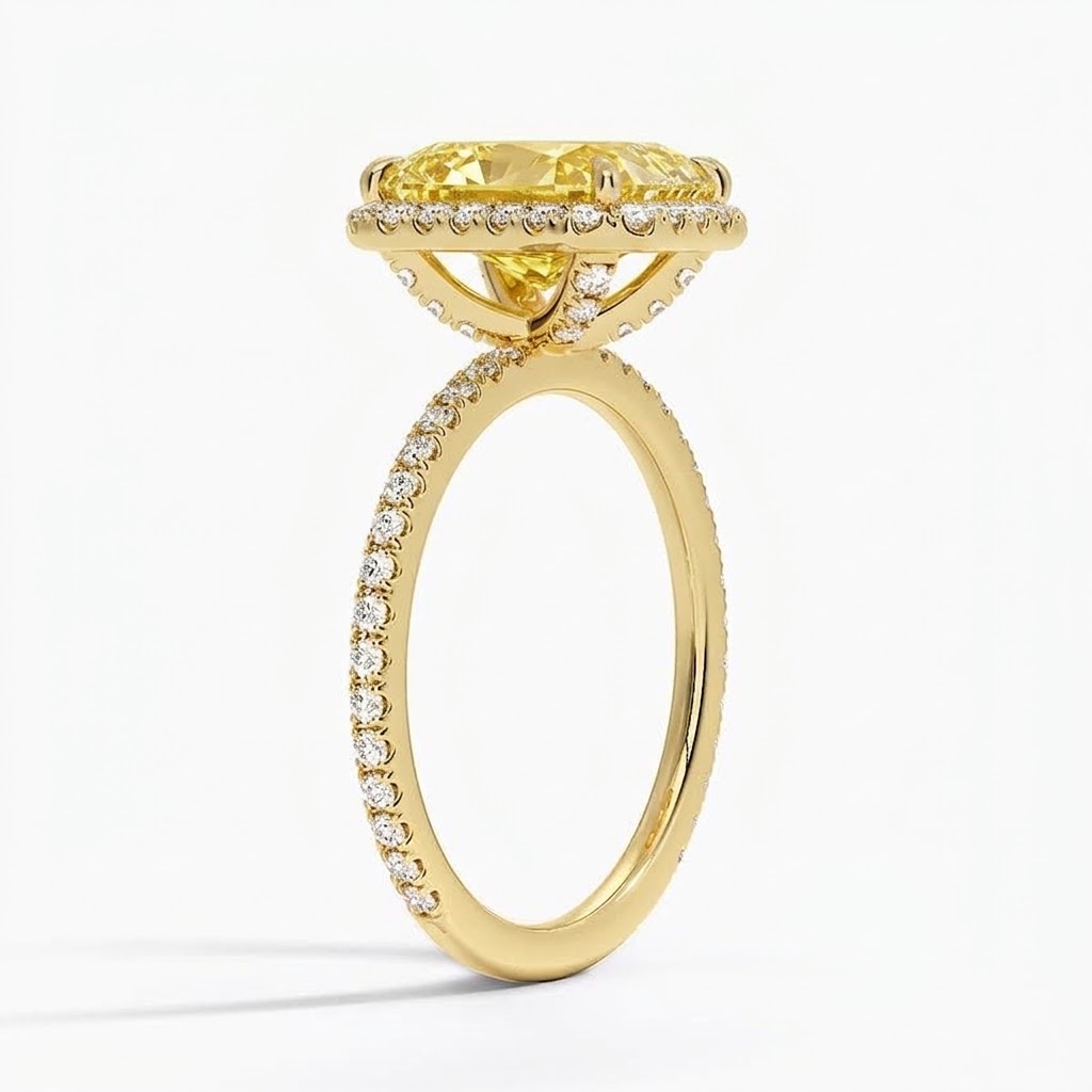 Radiate—Aura Ring | Yellow Radiant Halo Diamond