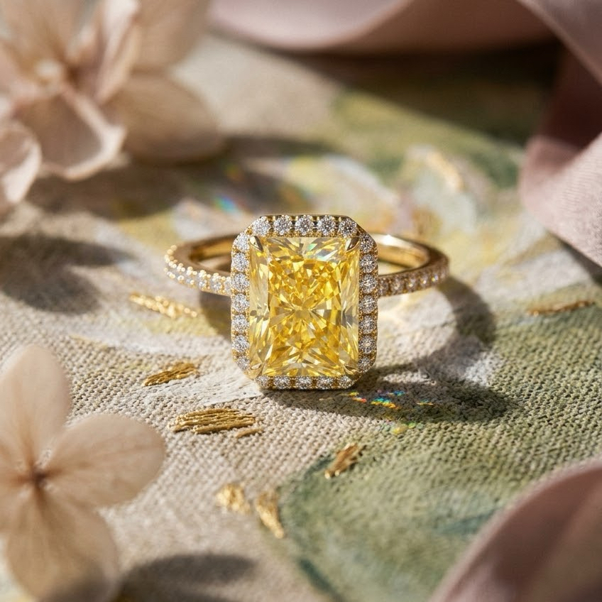 Radiate—Aura Ring | Yellow Radiant Halo Diamond
