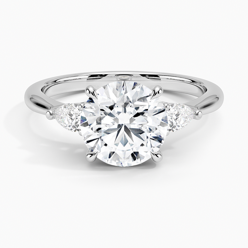 Bloom—Still Light Ring | Round Diamond in Pear Three Stone