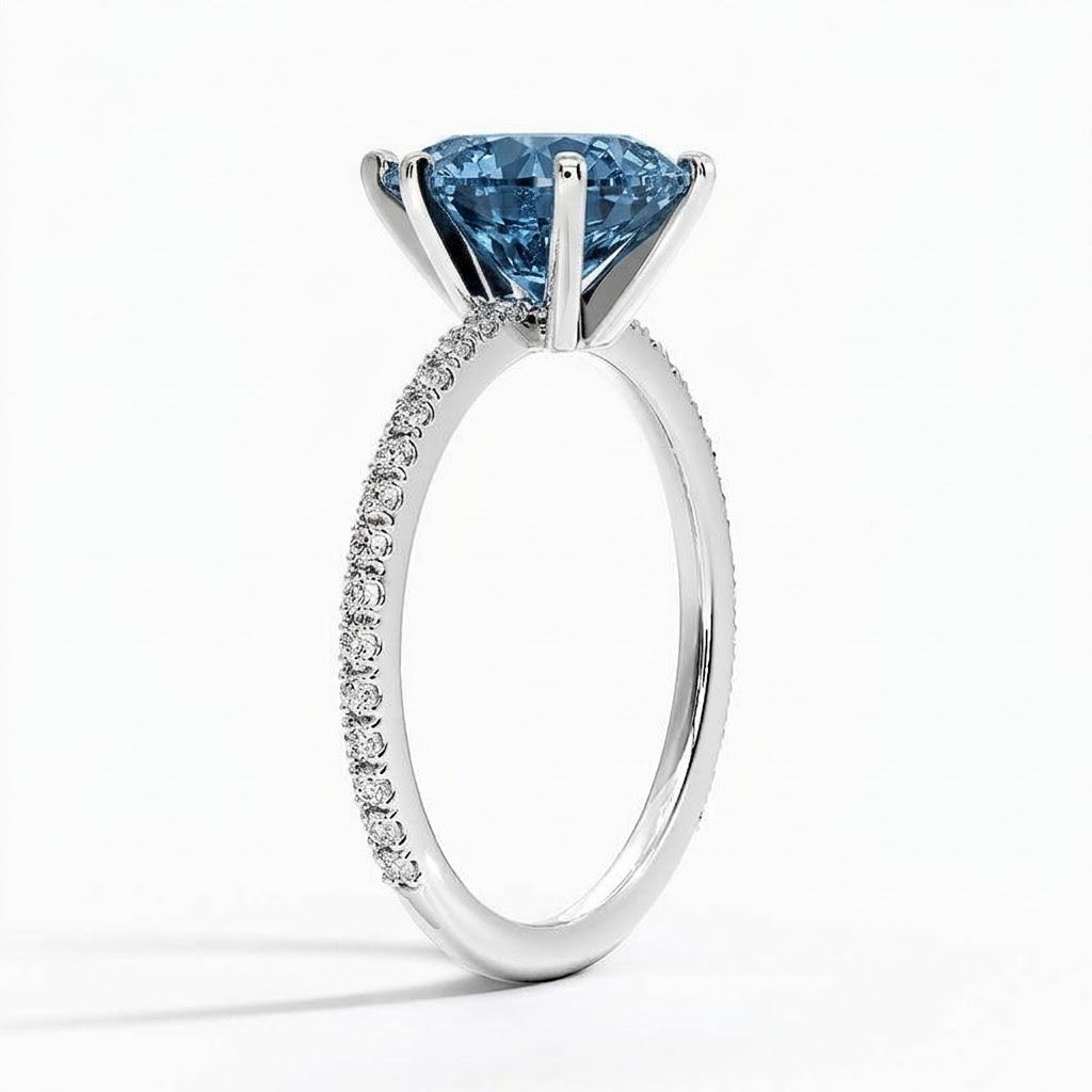 Bloom—Aura Ring | Blue Pear Cut Pave Diamond Ring