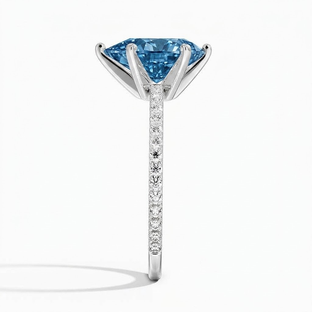 Bloom—Aura Ring | Blue Pear Cut Pave Diamond Ring