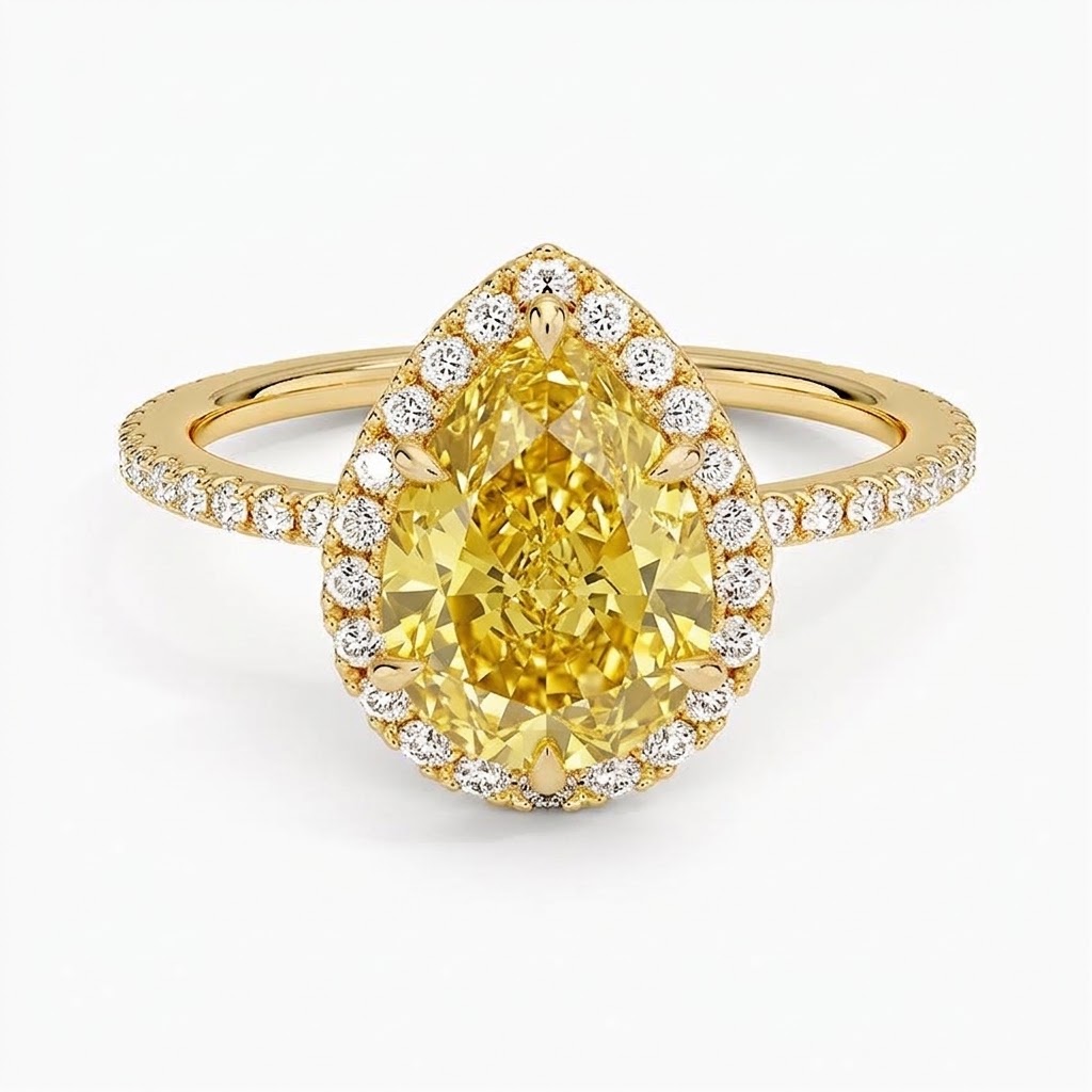Bloom—Aura Ring | Yellow Pear Diamond in Halo