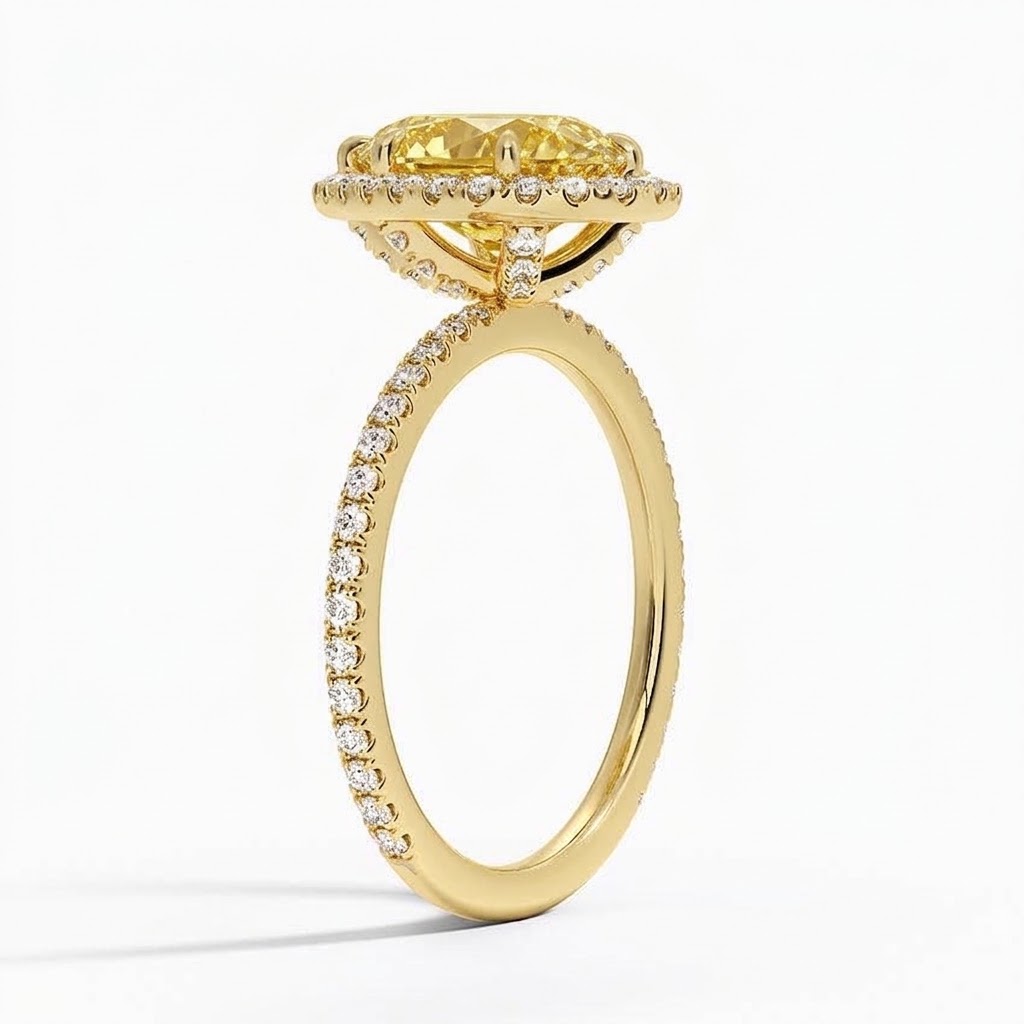 Bloom—Aura Ring | Yellow Pear Diamond in Halo