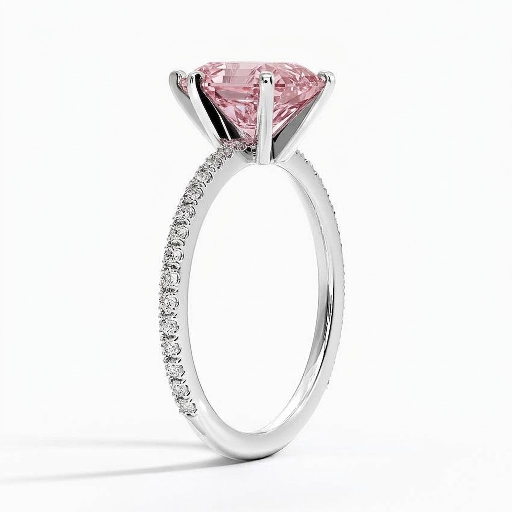 Bloom—Aura Ring | Pink Pear Cut Pave Diamond Ring