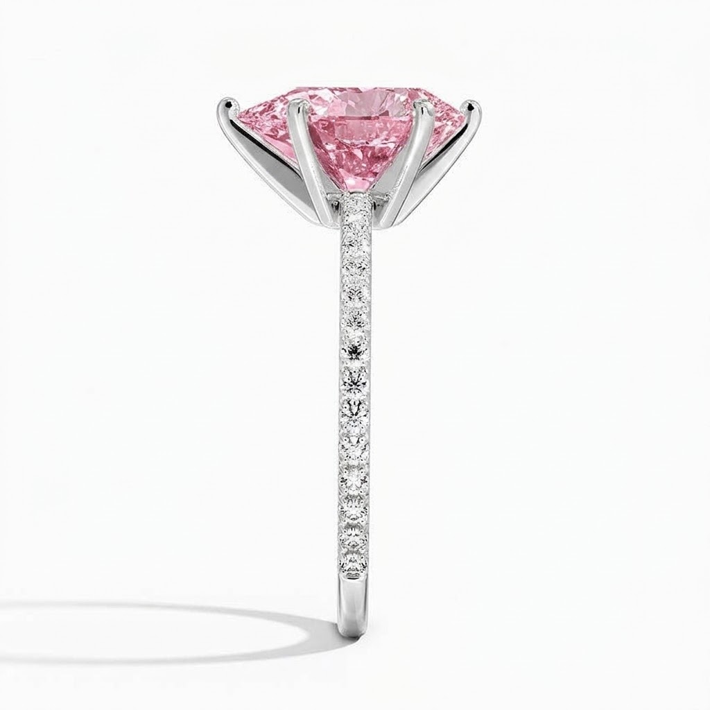 Bloom—Aura Ring | Pink Pear Cut Pave Diamond Ring