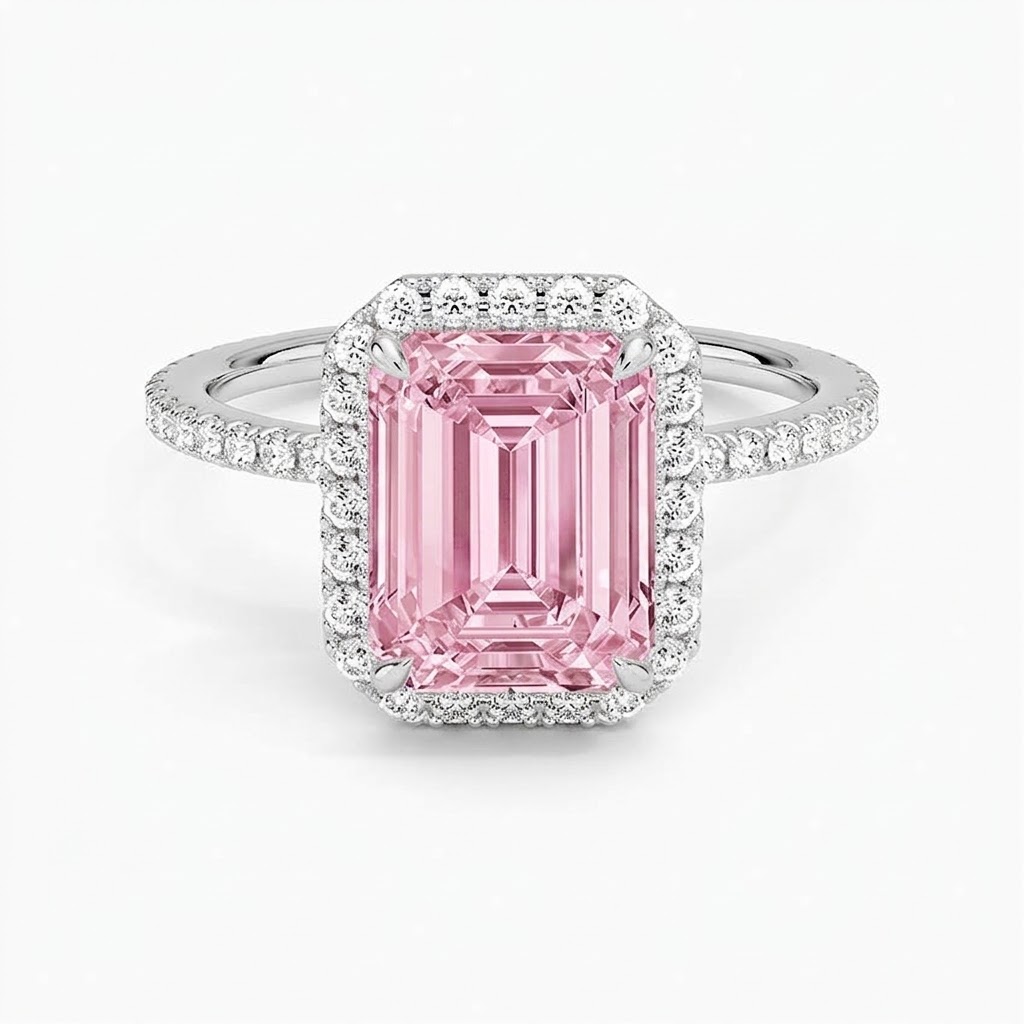 Ascend—Aura Ring | Pink Emerald Halo Diamond