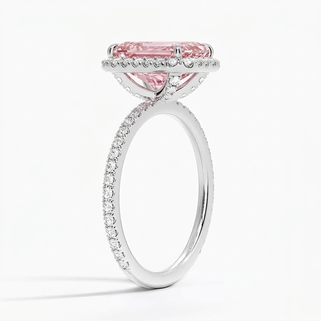 Ascend—Aura Ring | Pink Emerald Halo Diamond