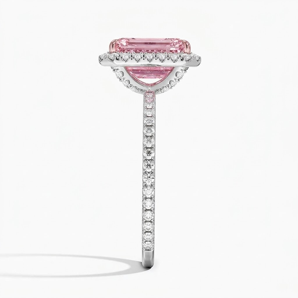 Ascend—Aura Ring | Pink Emerald Halo Diamond