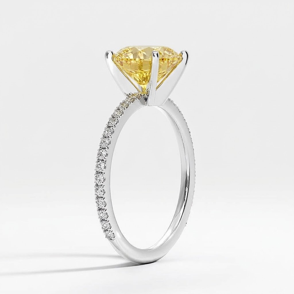 Ascend—Aura Ring | Yellow Cushion Cut Pave Diamond Ring