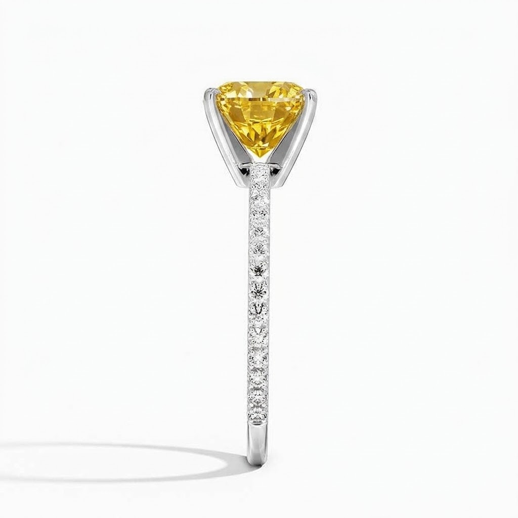 Ascend—Aura Ring | Yellow Cushion Cut Pave Diamond Ring