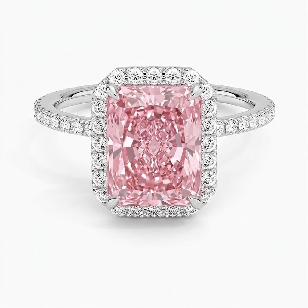 Radiate—Aura Ring | Pink Radiant Halo Diamond