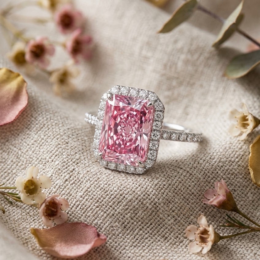Radiate—Aura Ring | Pink Radiant Halo Diamond