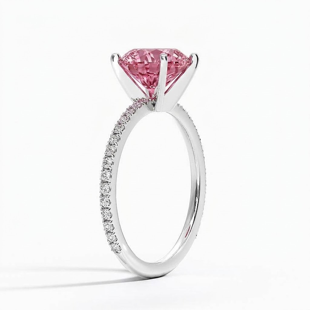 Ascend—Aura Ring | Pink Cushion Cut Pave Diamond Ring