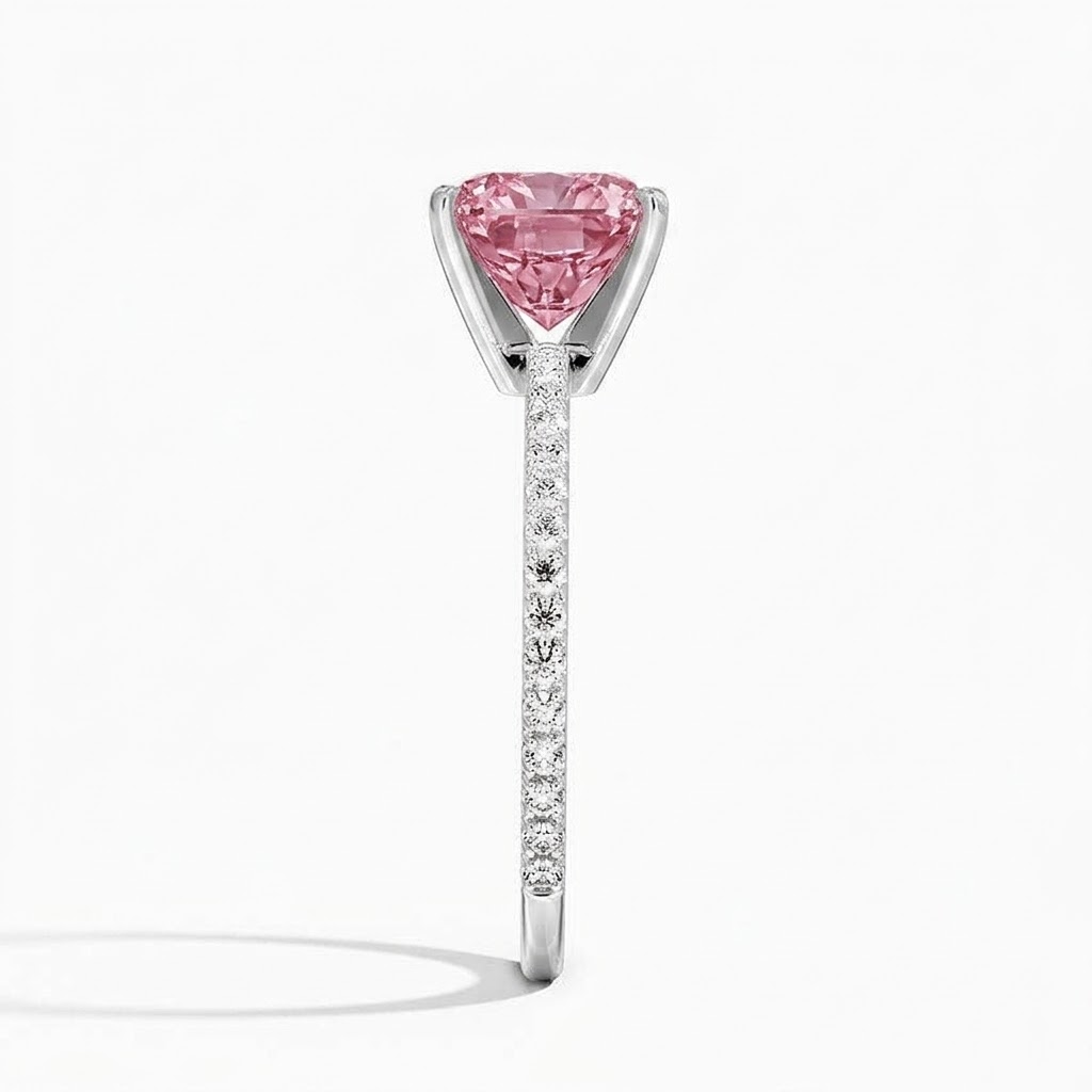Ascend—Aura Ring | Pink Cushion Cut Pave Diamond Ring