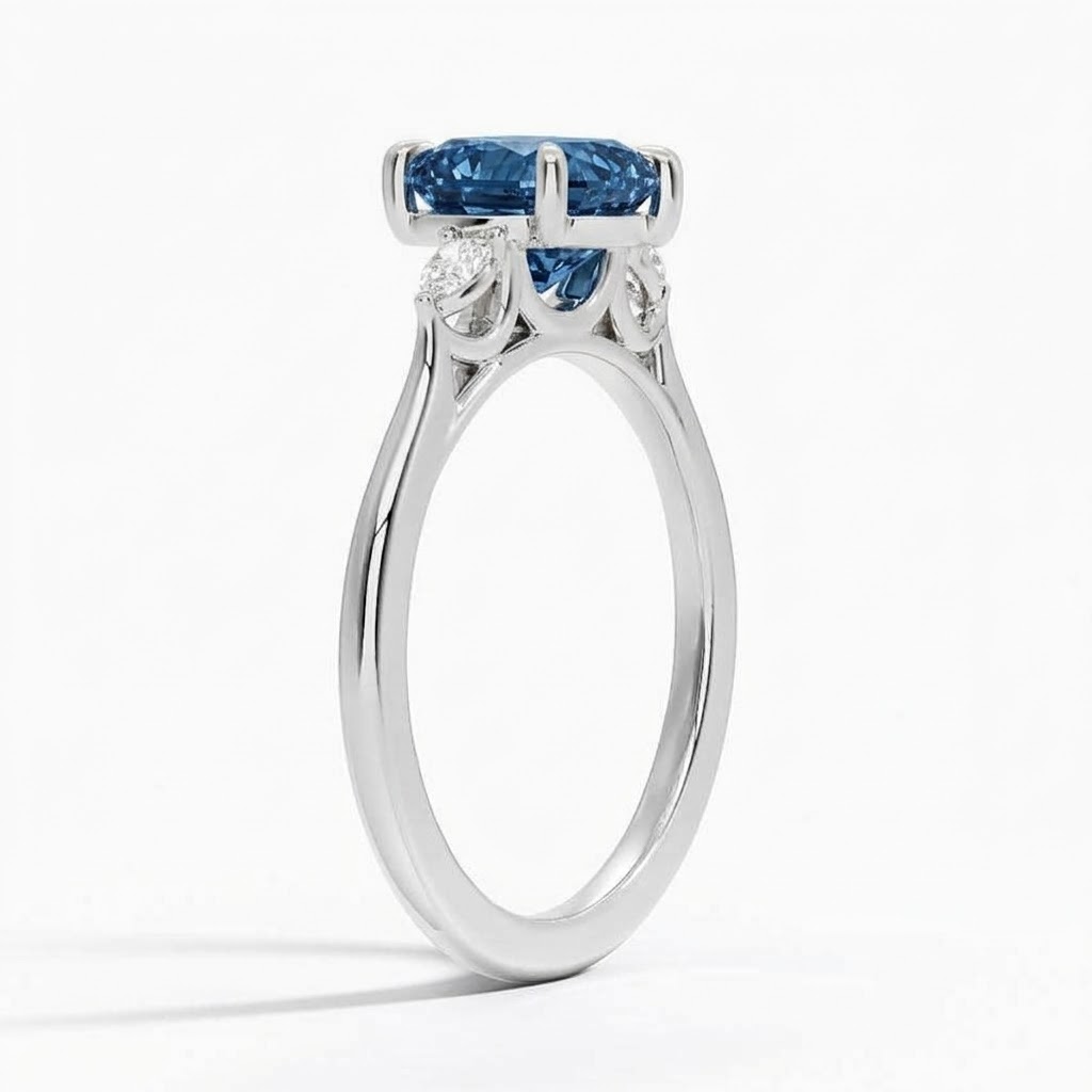 Bloom—AuraRing | Blue Heart Diamond in Pear Three Stone