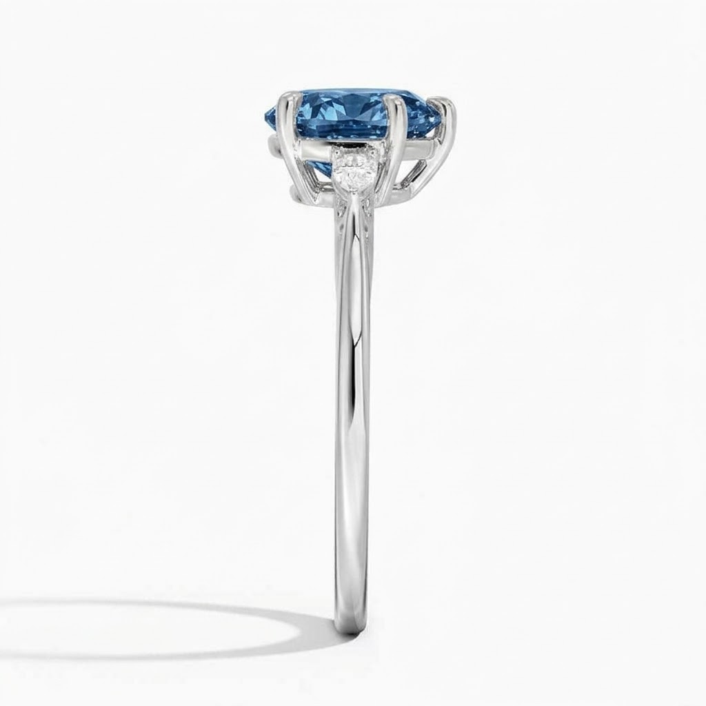 Bloom—AuraRing | Blue Heart Diamond in Pear Three Stone