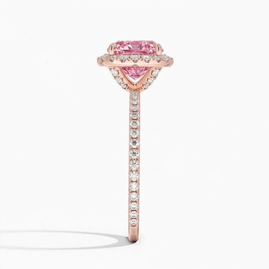 Ascend—Aura Ring | Pink Cushion Diamond in Halo