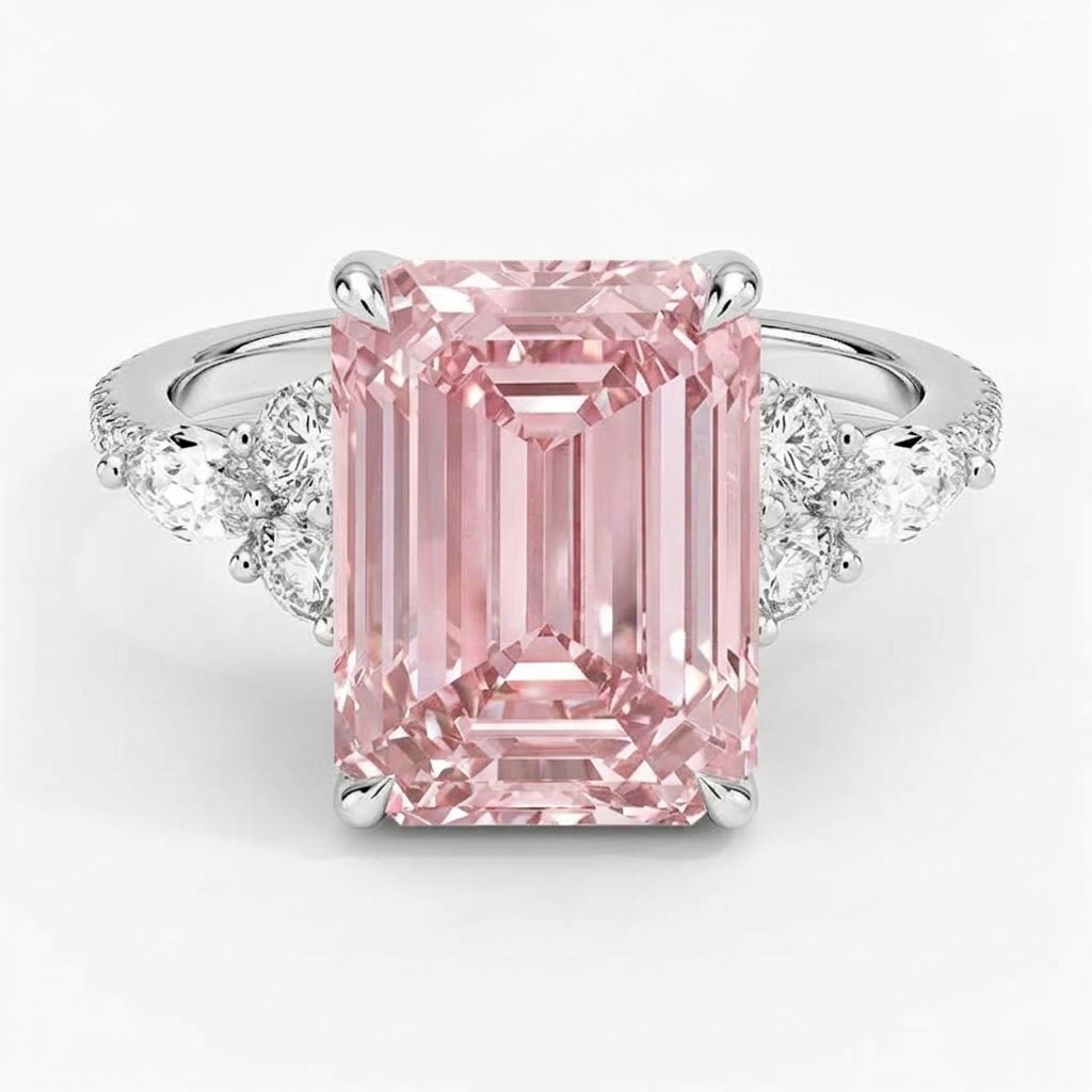 Ascend—Aura Ring | Pink Emerald Diamond in Round Marquise Pave