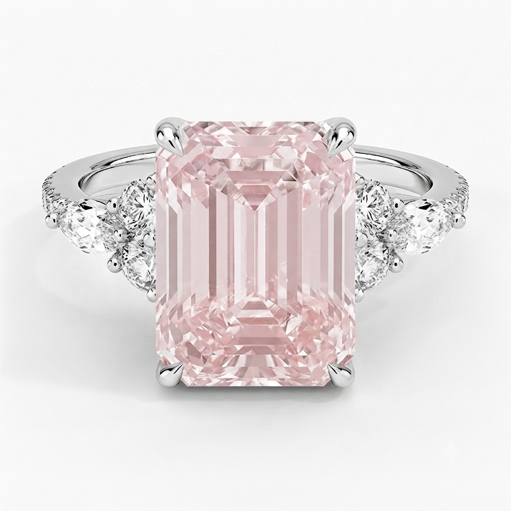 Ascend—Aura Ring | Pink Emerald Diamond in Round Marquise Pave