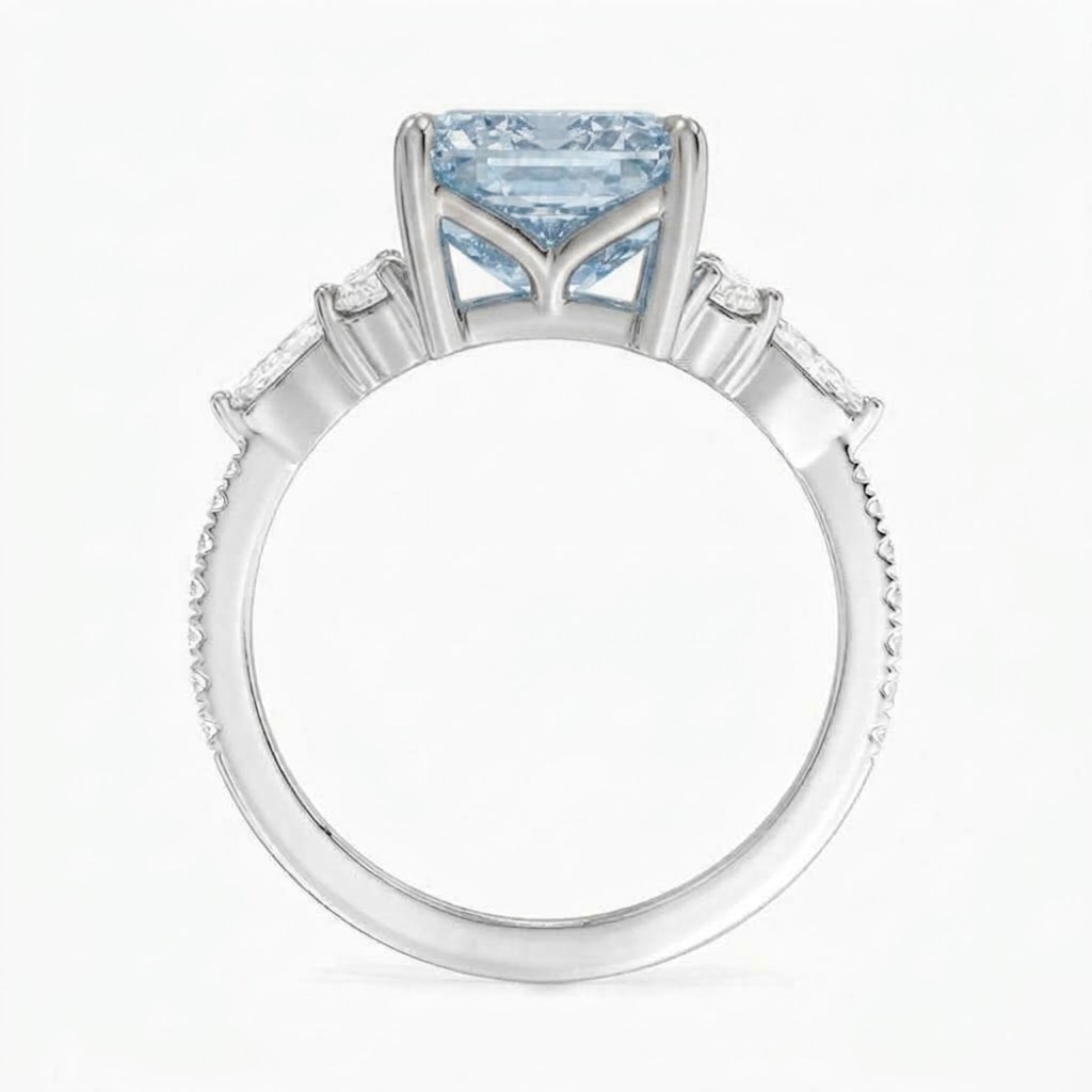 Ascend—Aura Ring | Blue Emerald Diamond in Round Marquise Pave