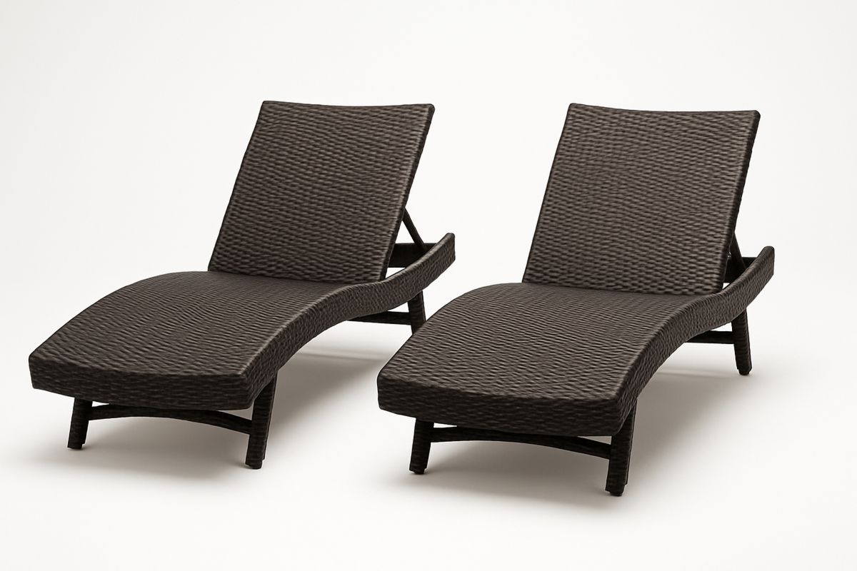 Outdoor Wicker Lounge Chair Set Brown Polyethylene Curved 195cm-Venolitra