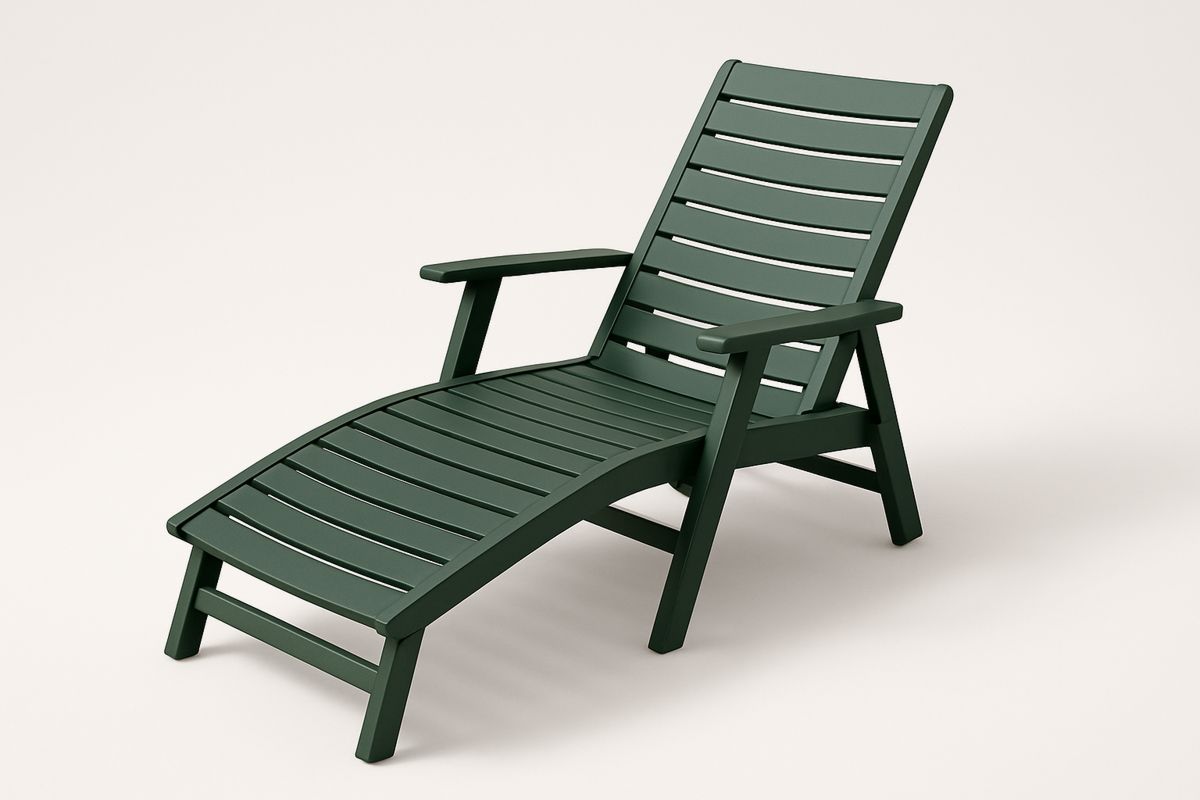 Outdoor Reclining Sun Lounger Green High-Density Polyethylene 195cm-Venolitra