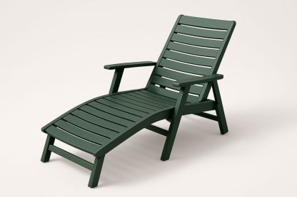 Outdoor Reclining Sun Lounger Green High-Density Polyethylene 195cm-Venolitra