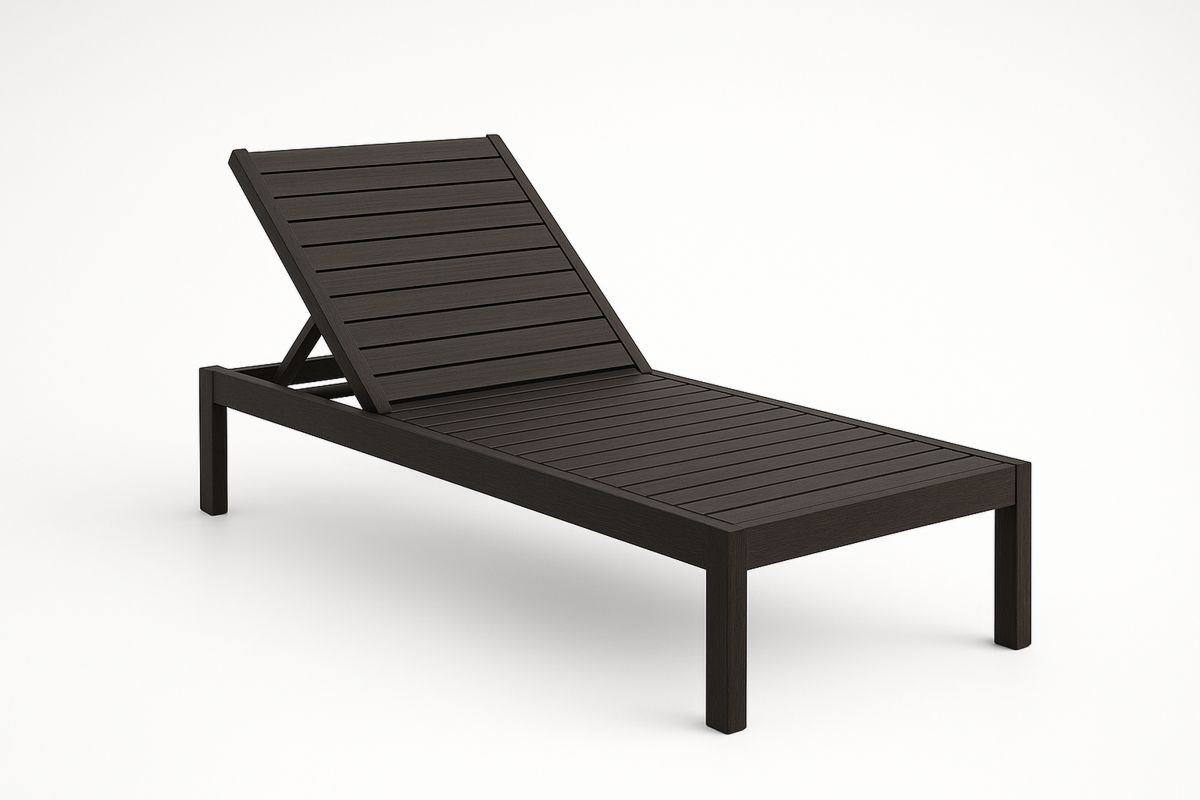 Outdoor Lounger Dark Brown Acacia Wood Adjustable Recliner-Venolitra