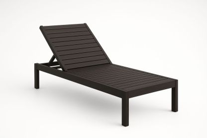 Outdoor Lounger Dark Brown Acacia Wood Adjustable Recliner-Venolitra