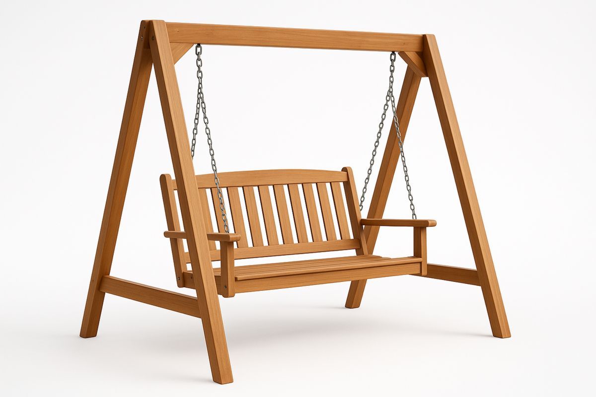 Wooden Outdoor Swing with Metal Chains-Venolitra