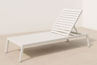 White Aluminium Sun Lounger Adjustable Outdoor Recliner 195cm-Venolitra