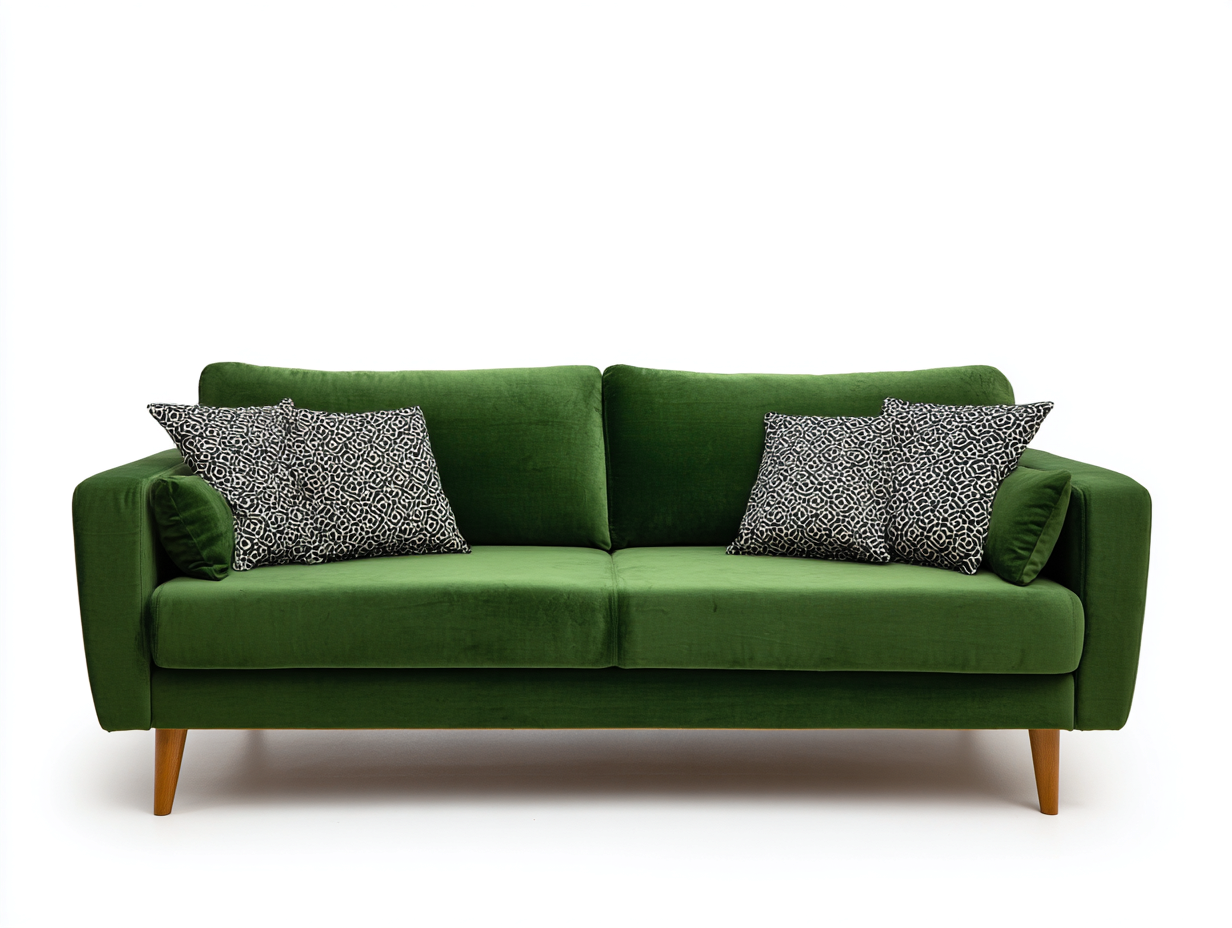 Divano 2 posti in tessuto 165x90x82 cm - verde/legno naturale - adatto per soggiorno - design moderno-Houseota