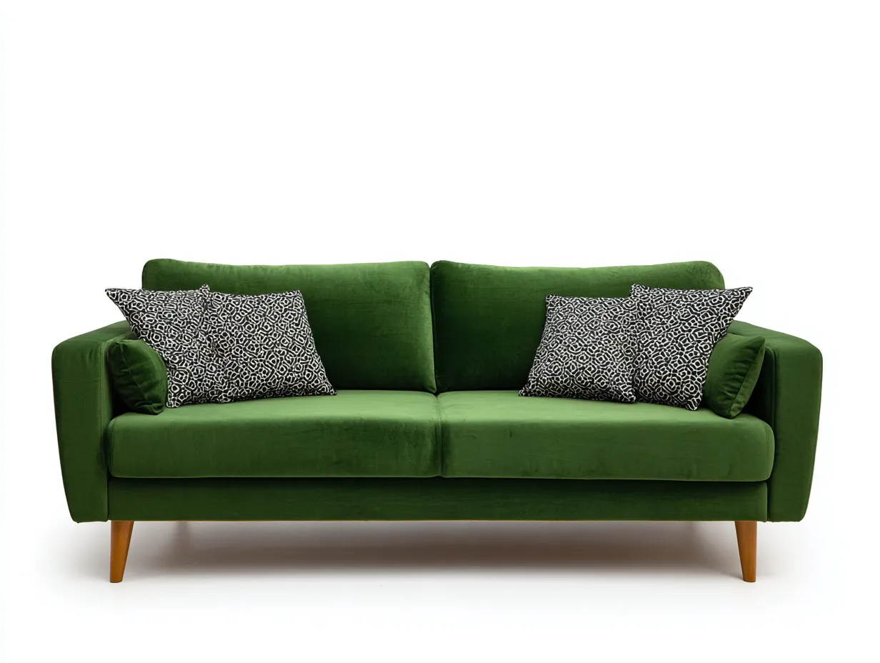 Divano 2 posti in tessuto 165x90x82 cm - verde/legno naturale - adatto per soggiorno - design moderno-Houseota