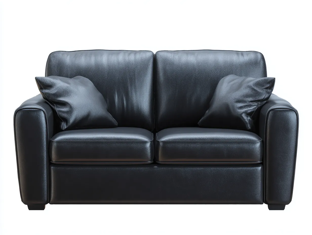 Divano 2 posti in pelle sintetica 160x85x88 cm - nero - adatto per soggiorno - design moderno-Houseota