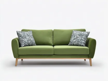 Divano a due posti in tessuto 165x85x82 cm - verde/legno naturale - per soggiorno - design moderno-Houseota