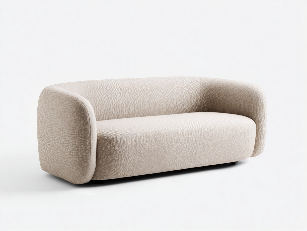 Divano a due posti in tessuto 160x78x74 cm - beige - per soggiorno - design minimalista-Houseota