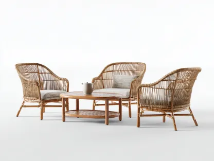 Set poltrone da esterno in rattan con tavolino - poltrone 70x75x88 cm - naturale/beige - per giardino-Houseota