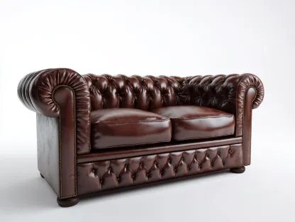 Divano a due posti in pelle 160x85x75 cm - marrone - per soggiorno - design classico-Houseota