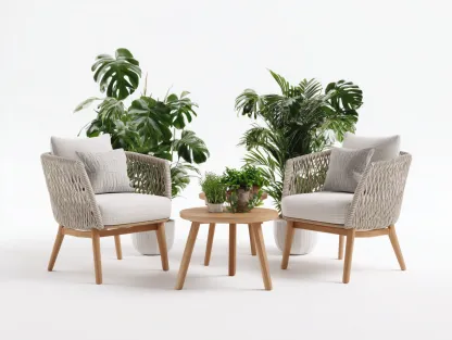 Set poltrone da esterno in rattan e legno - poltrone 70x75x80 cm - beige/legno naturale - per giardino-Houseota