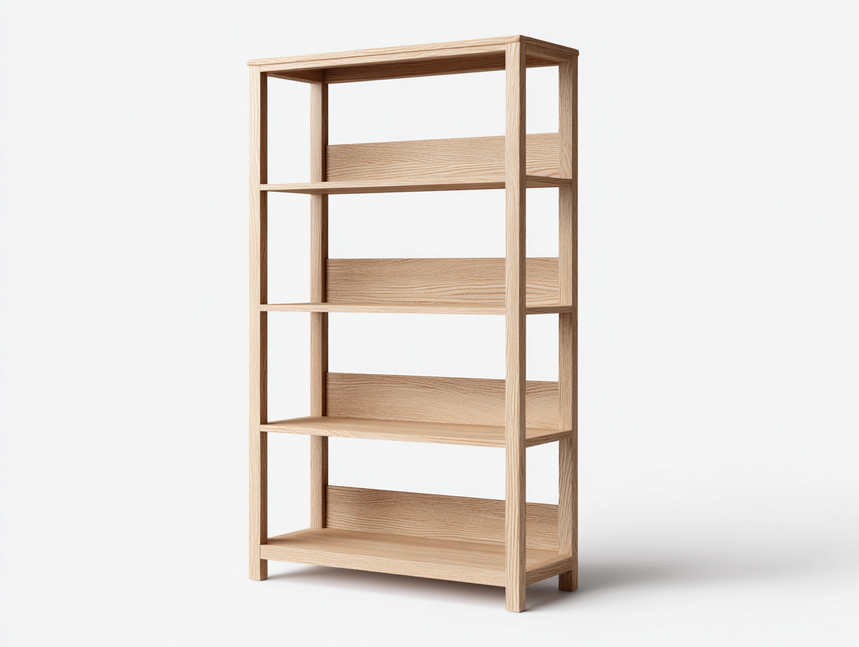 Libreria in legno 80x30x180 cm - rovere chiaro - per soggiorno-Houseota