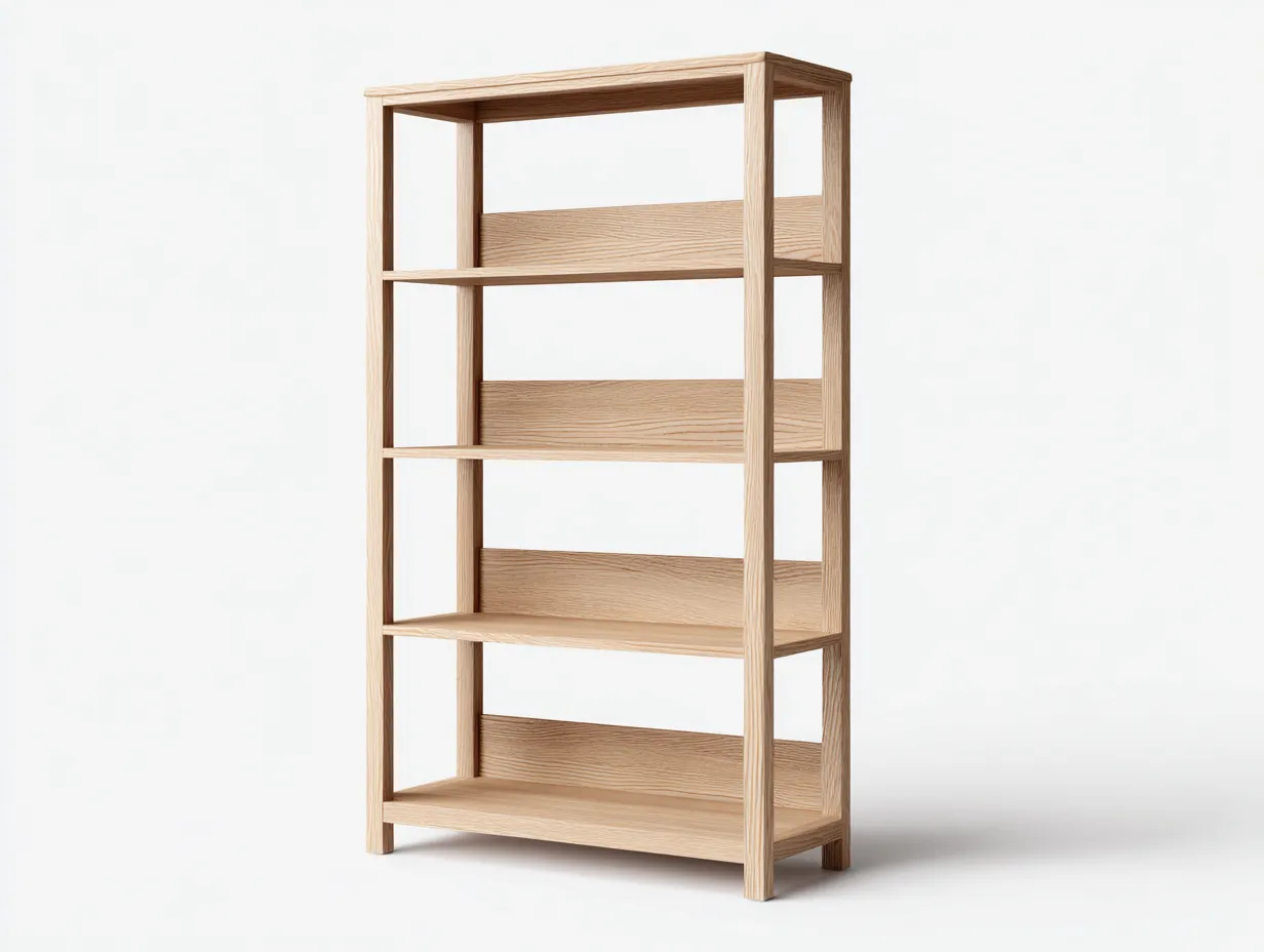 Libreria in legno 80x30x180 cm - rovere chiaro - per soggiorno-Houseota