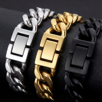 Men’s Cuban Chain Bracelet – 11mm Stainless Steel, Heavy & Minimalist，Bold Cuban Chain Bracelet for Men | Clean Street Style