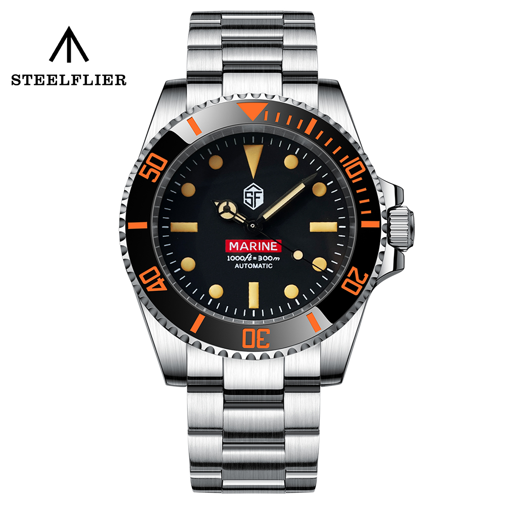 STEELFLIER SF754V Mechanical Water Ghost Wristwatch Screw Crown NH35 Automatic Move Super Luminous Ceramic Bezel Luxury Watches