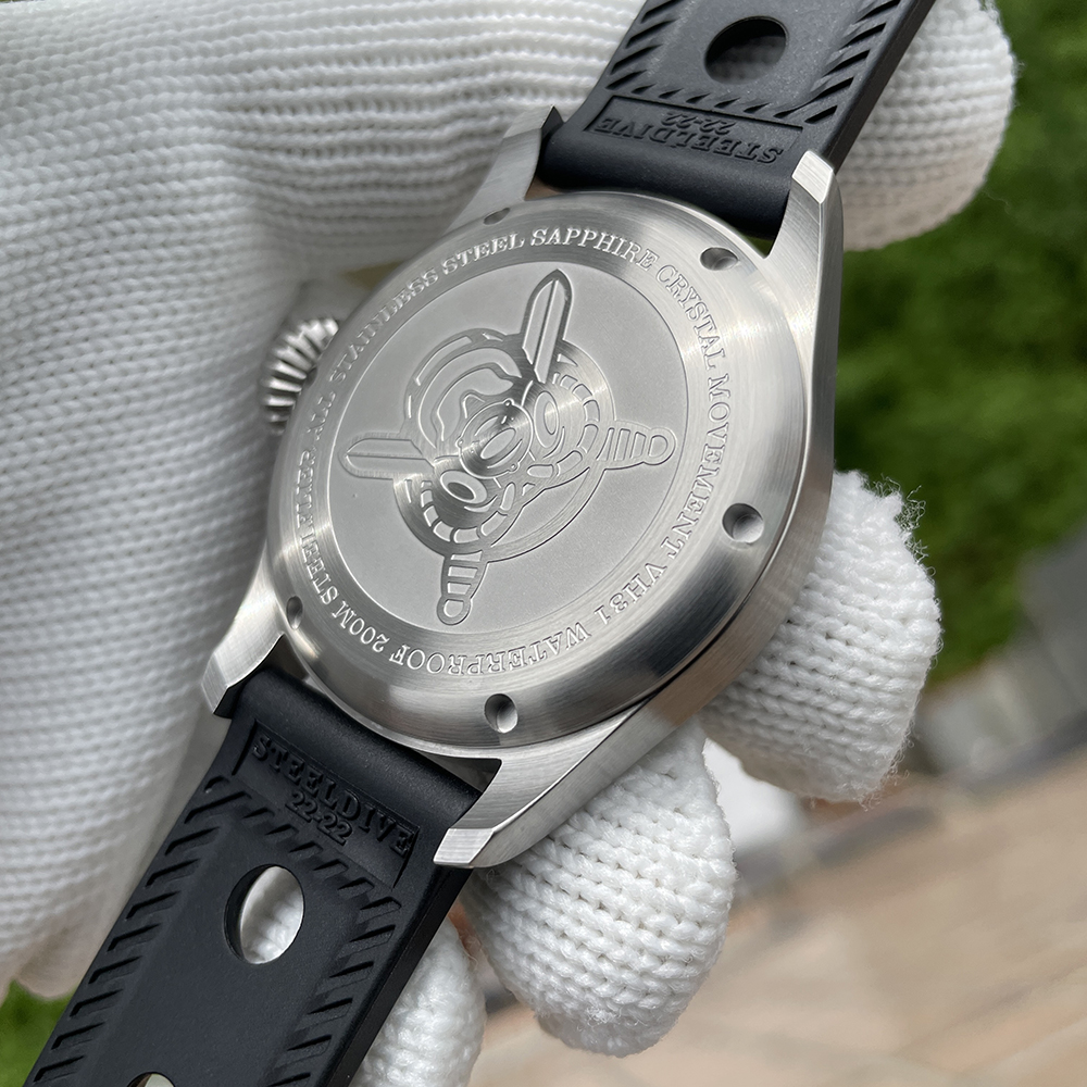 STEELFLIER Official SF743 Quartz Pilot Big Onion Crown Swiss Luminous VH31 20Bar Waterproof Sapphire Crystal Luxury Dive Watch