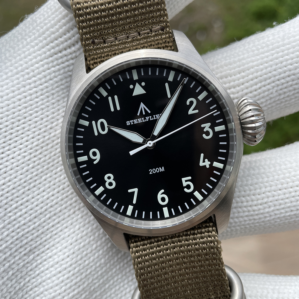 STEELFLIER Official SF743 Quartz Pilot Big Onion Crown Swiss Luminous VH31 20Bar Waterproof Sapphire Crystal Luxury Dive Watch