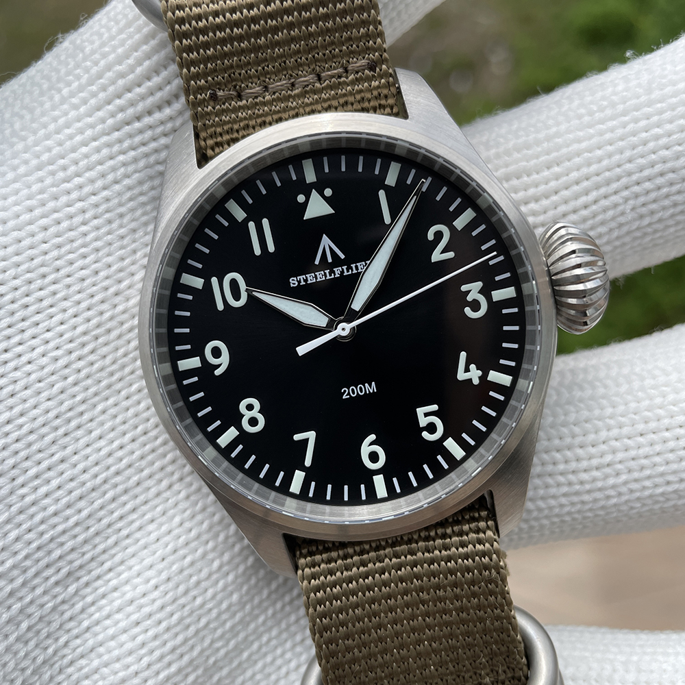 STEELFLIER Official SF743 Quartz Pilot Big Onion Crown Swiss Luminous VH31 20Bar Waterproof Sapphire Crystal Luxury Dive Watch