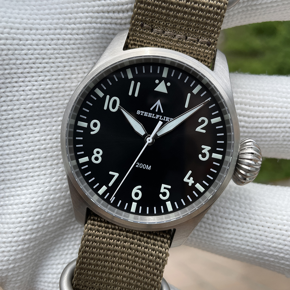 STEELFLIER Official SF743 Quartz Pilot Big Onion Crown Swiss Luminous VH31 20Bar Waterproof Sapphire Crystal Luxury Dive Watch