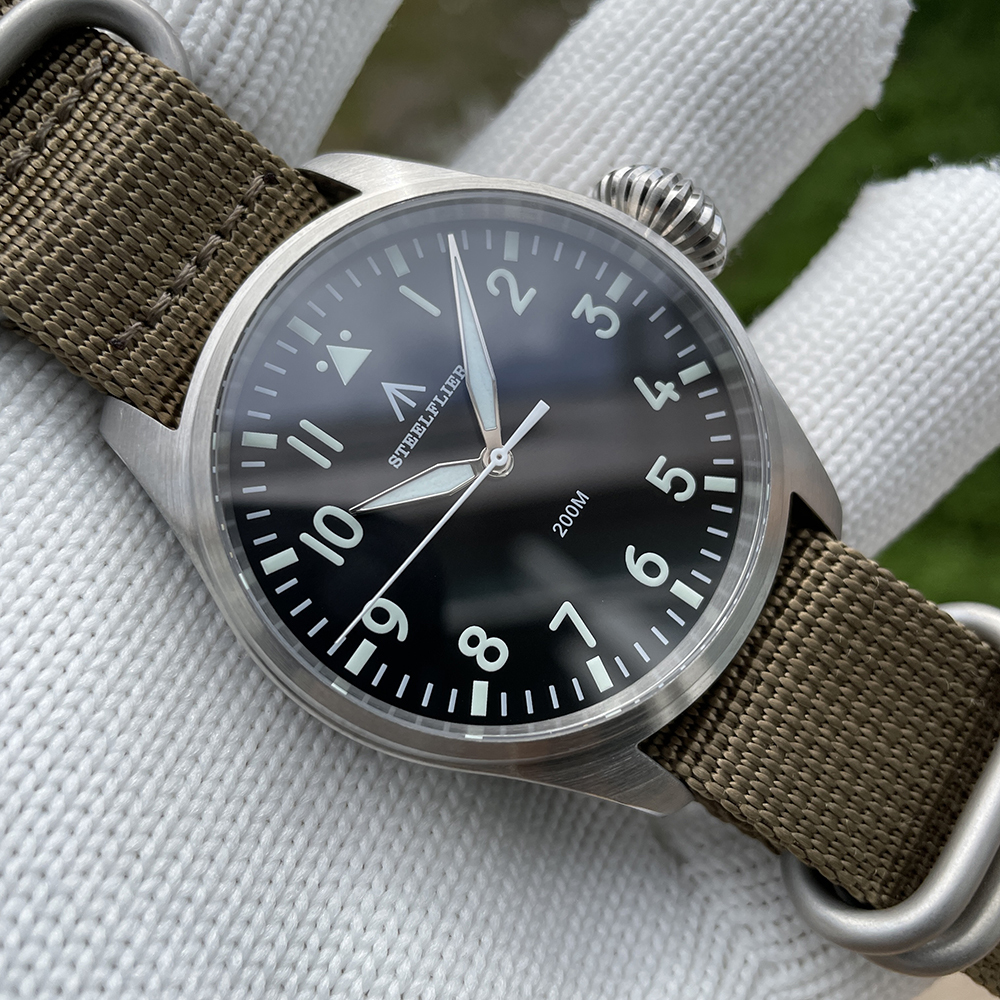 STEELFLIER Official SF743 Quartz Pilot Big Onion Crown Swiss Luminous VH31 20Bar Waterproof Sapphire Crystal Luxury Dive Watch