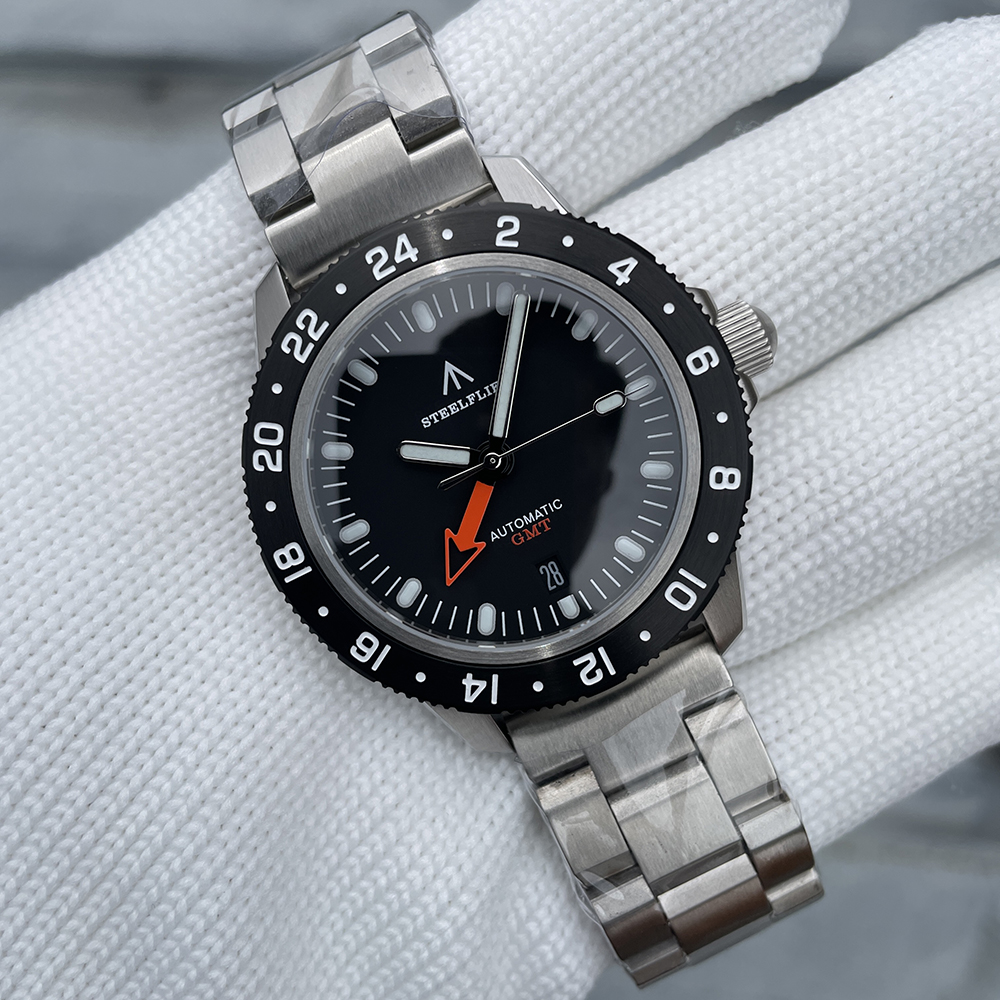 STEELFLIER Official SF793 Luxury GMT Mechanical Wristwatch Steel Bezel NH34 Movement Super Luminous 20Bar Waterproof Dive Watch
