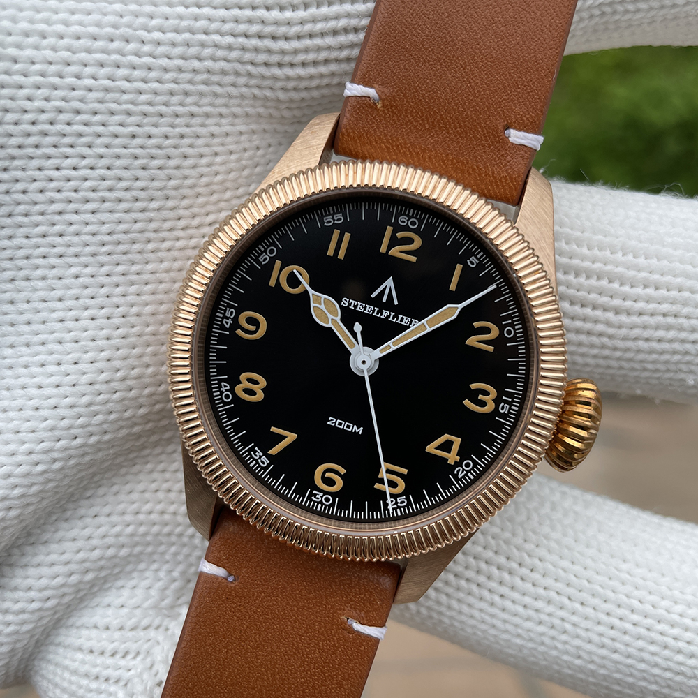 STEELFLIER Official SF741S Bronze Dive Pilot Sapphire Mirror Swiss Luminous 20Bar Waterproof VH31 Mute Movt Luxury Quartz Watch